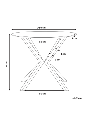 Beliani Esszimmertisch ALTURA in Transparent/Braun - (W) 90 x (H) 75 x (L) 90 cm