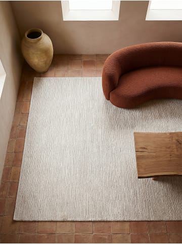 KADIMA DESIGN Kurzflorteppich mit feinem Streifenrelief, waschbar bei 30 Grad in Creme