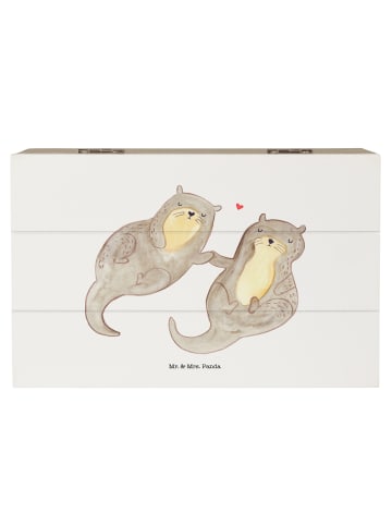 Mr. & Mrs. Panda Holzkiste Otter Hände halten ohne Spruch in Weiß