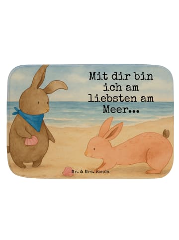 Mr. & Mrs. Panda Badematte Hasen Muschel Design mit Spruch in Weiß