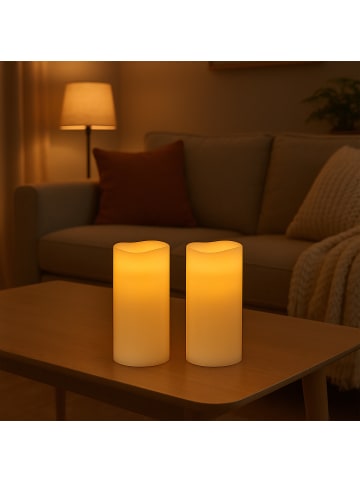relaxdays 2 x LED Kerzen in Weiß - (H)24,5 x Ø 10 cm