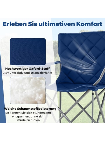 COSTWAY Campingstuhl Faltbar XXL 227KG Belastbar in Blau