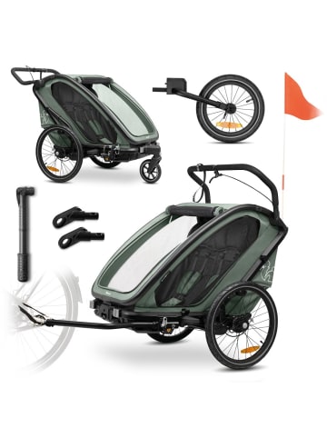 Hauck 3in1 Fahrradanhänger Bike N Walk Duo in gruen