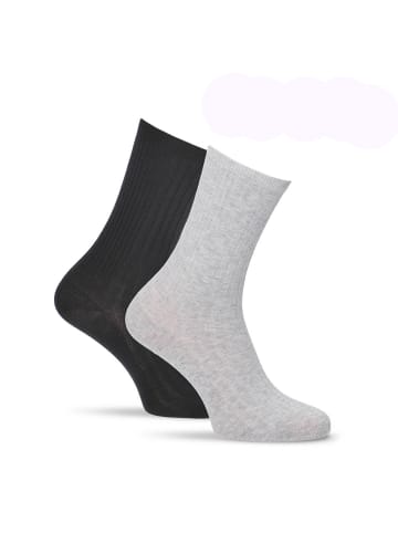 Tamaris Socken mit Rippenstruktur in schwarz und grau