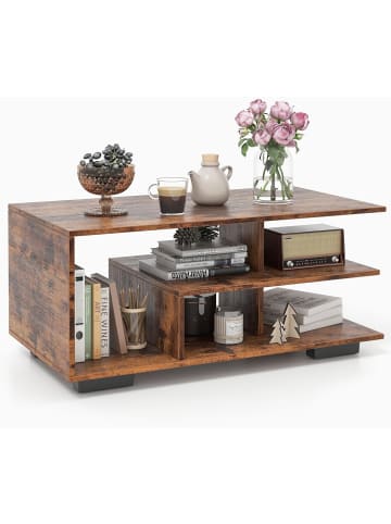 COSTWAY Couchtisch mit Stauraum 90 x 50 x 42 cm in Braun