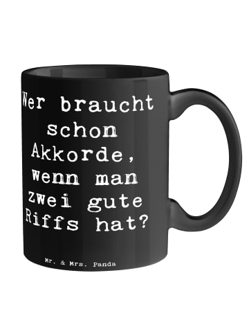 Mr. & Mrs. Panda Keramiktasse Spruch E-Gitarre Zwei Riffs mit Sp... in Schwarz