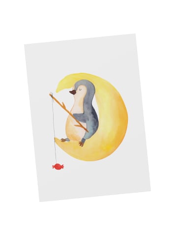 Mr. & Mrs. Panda Postkarte Pinguin Mond ohne Spruch in Weiß
