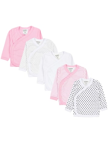 TupTam Baby Mädchen Langarm Wickelshirt 5er Set in rosa/weiß