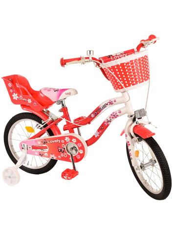 Volare Kinderfahrrad Lovely Fahrrad für Mädchen 16 Zoll Kinderrad in Rot Weiß 4 Jahre