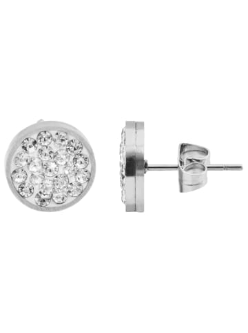 Adeliás Damen Ohrringe – Ohrstecker aus Edelstahl mit Strass Steinchen in silber