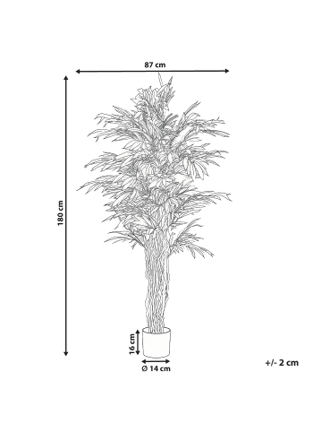 Beliani Kunstpflanze WILLOW TREE in Grün/Braun - (W) 87 x (H) 180 x (L) 87 cm