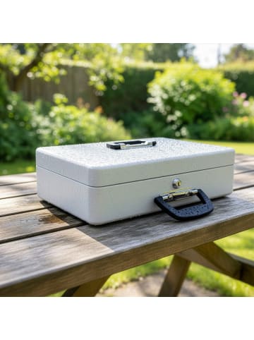 relaxdays Geldkassette in Weiß - (B)37 x (H)10 x (T)28 cm