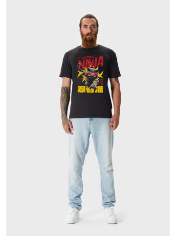OLDSKULL T-Shirt Asian Ninja Cat Graphic in Black