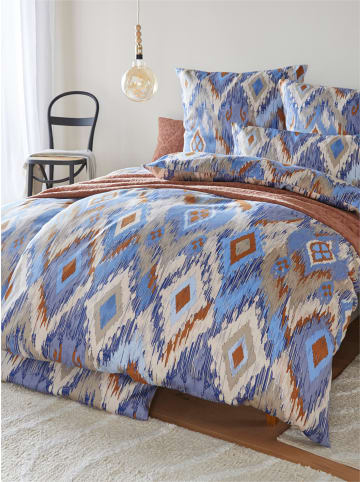 Heine Bettwäsche in mittelblau-elfenbein-bedruckt