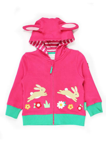 Toby Tiger Hasen Sweatjacke mit Hasen Applikation in rosa