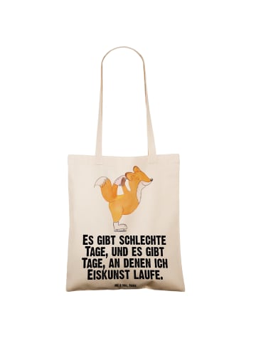 Mr. & Mrs. Panda Jutebeutel Fuchs Eiskunstläufer mit Spruch in Creme