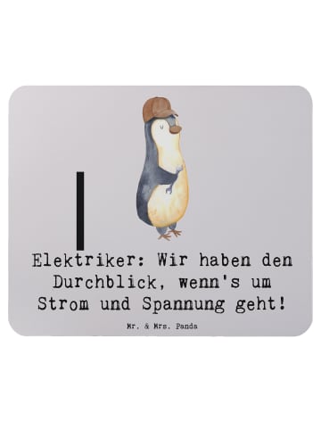 Mr. & Mrs. Panda Mauspad Elektriker Durchblick mit Spruch in Grau Pastell