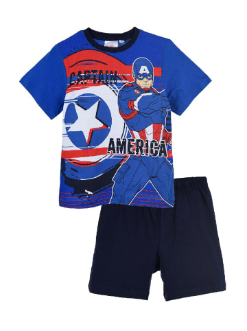 Avengers Schlafanzug Captain America Sommer Shirt und Short in Blau