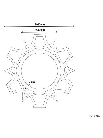 Beliani Dekospiegel ZAPOPAN in Braun/Weiß - (W) 60 x (H) 60 x (L) 2 cm