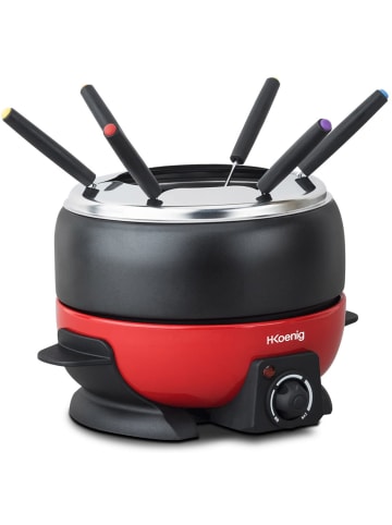 HKoenig ALP1800 elektrisches Fondue-Set, schwarz-rot für 6 Personen