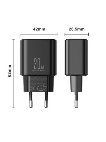 COFI 1453 Wandladegerät  USB-C Kabel  Schwarz in Schwarz