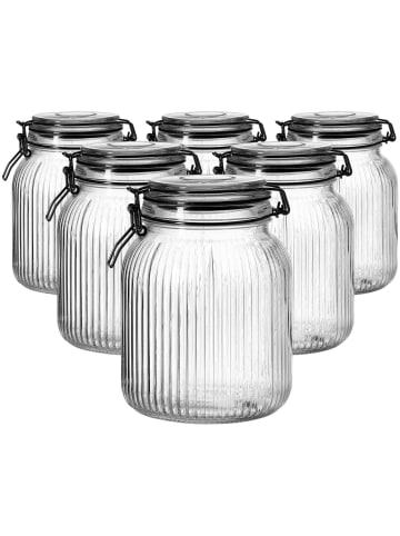 Ritzenhoff & Breker 6er Set Vorratsgläser mit Clip-Verschluss Lumos 1,4 l transparent in transparent