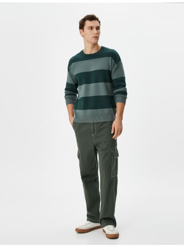 KOTON Sweater in Grün Gestreift