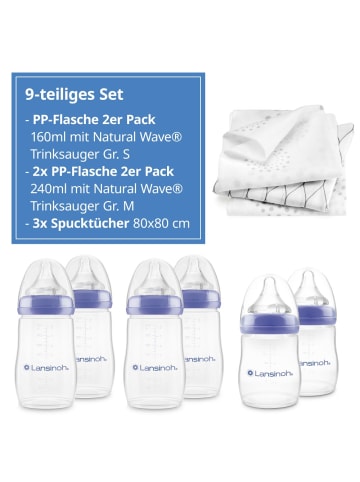 Lansinoh 9-tlg. PP-Flaschen-Set mit NaturalWave® Trinksauger in lila