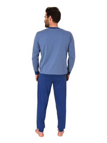 NORMANN langarm Schlafanzug Homewear Bündchen Pyjama Hausanzug - 83285 in blau