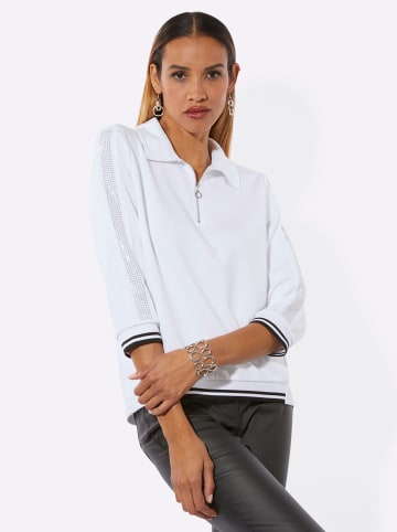 creation L Langarm-Poloshirt in weiß