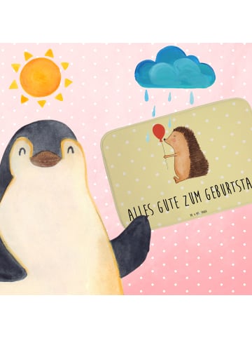 Mr. & Mrs. Panda fußmatte bad Igel Luftballon mit Spruch in Gelb Pastell