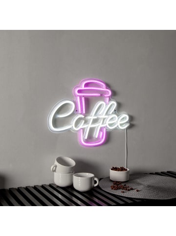 STAR Trading Neonschild ,Plexy Coffee, Plexiglas, USB, pink-weiß, 40x30cm