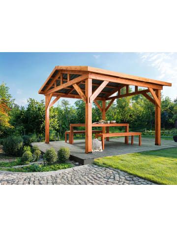 Beliani Pavillon SECCHIA in Braun/Grau - (W) 296 x (H) 256 x (L) 350 cm