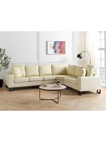 Beliani 6-tlg Ecksofa STOCKHOLM in Beige/Schwarz linksseitig