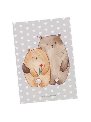Mr. & Mrs. Panda Ansichtskarte Bären Liebe ohne Spruch in Grau Pastell