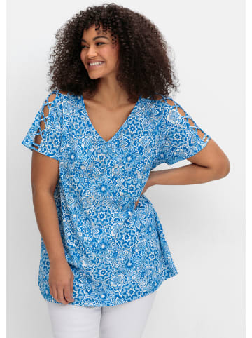 sheego T-Shirt in kobalt-gemustert