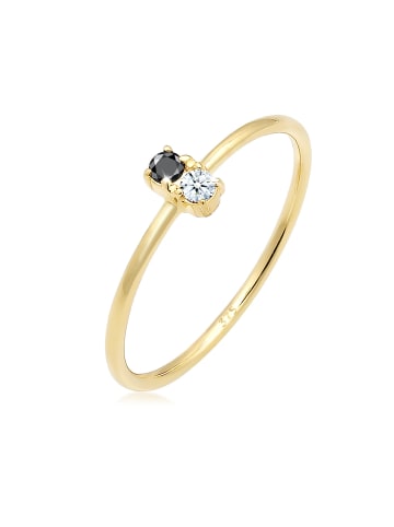 Elli DIAMONDS  Ring 375 Gelbgold Bi Color_Tri Color, Black Diamond, Verlobungsring in Gold