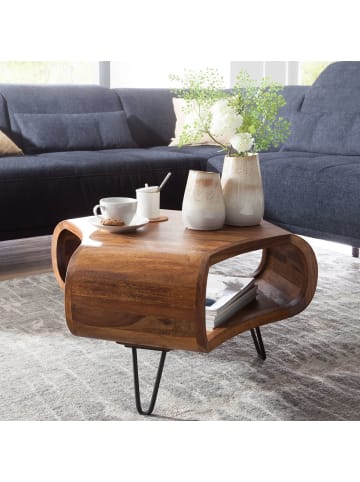 FineBuy Couchtisch in Braun / Sheesham / 55x55x38