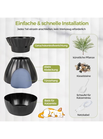 COSTWAY Katzentoilette mit elektronischer Geruchsentfernung in Schwarz