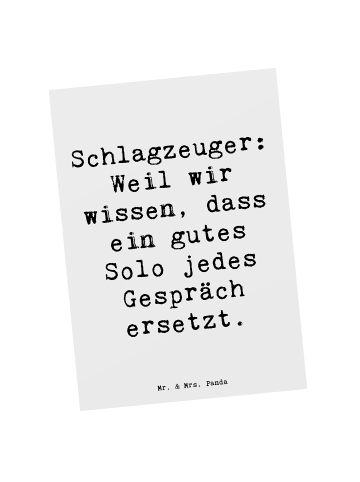 Mr. & Mrs. Panda Ansichtskarte Spruch Schlagzeug Solo mit Spruch in Weiß