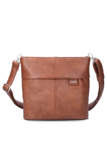 Zwei Mademoiselle M8 - Schultertasche 25 cm (nubuk-sky) in cognac