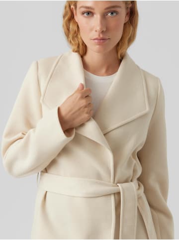 Vero Moda Eleganter Kurz Mantel mit Bindegürtel Legere Winterjacke in Beige