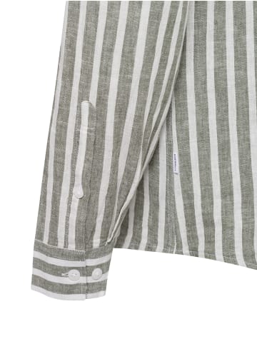 Lindbergh Freizeithemd mit Leinen-Anteil in khaki weiß - 0001