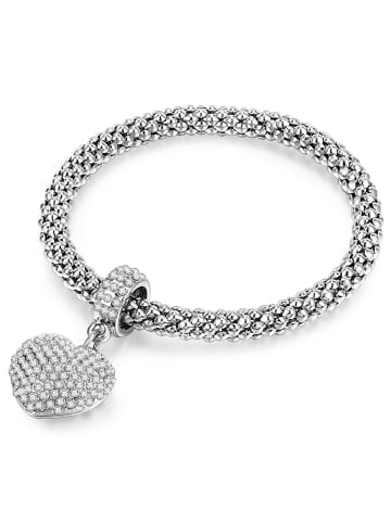 Lulu & Jane Armband Herz Metall-Legierung Glas in silber