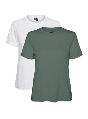Vero Moda 2er Pack Basic T-Shirt VMPAULA in Khaki-Grün