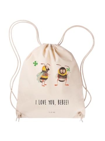 Mr. & Mrs. Panda Baumwolltasche Bienen Paar mit Spruch in Creme