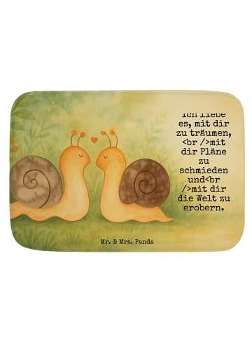 Mr. & Mrs. Panda Duschvorleger Schnecken Liebe Design mit Spruch in Weiß