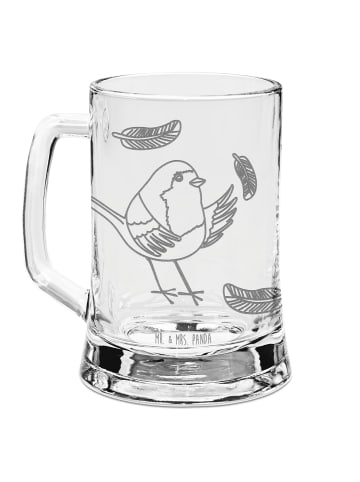 Mr. & Mrs. Panda Gravur Bierkrug Rotkehlchen Federn ohne Spruch in Transparent