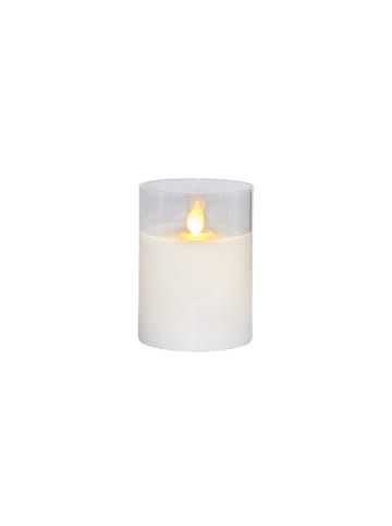 STAR Trading LED Windlicht ,M-Twinkle', flackernd, Batterie + Timer, weiß, H 10cm