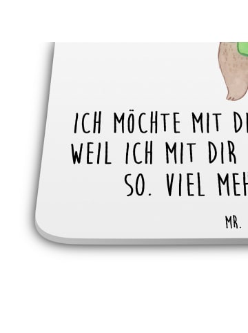 Mr. & Mrs. Panda Bierdeckel Bär Flugzeug mit Spruch in Weiß